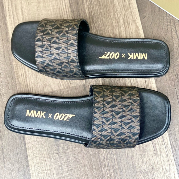 Michael Kors Sadler Slide flip flops Black/Gold - Picture 3 of 7